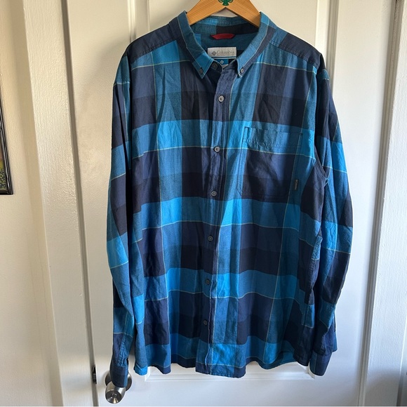 Columbia Shirts Mens Columbia Outdoor Hiking Fishing Long Sleeve Plaid Button Up Shirt